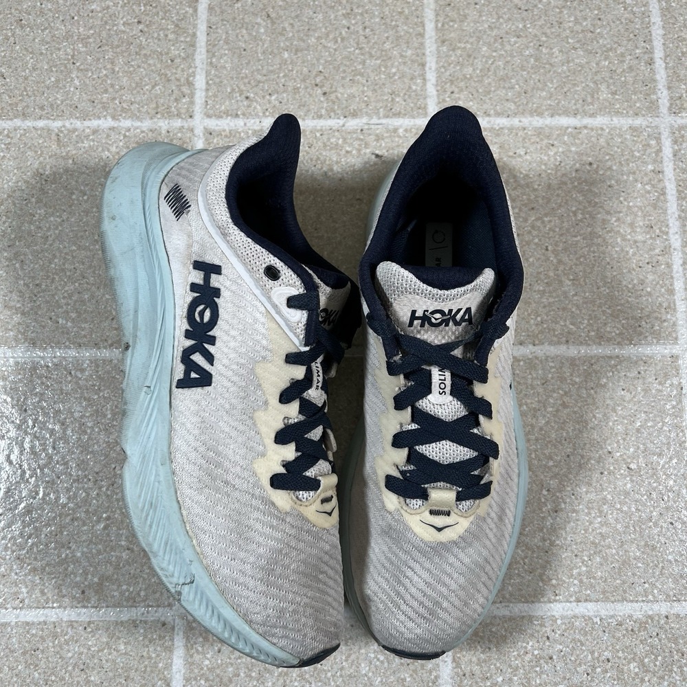 Hoka Solimar Shoes Womens 9 White Aqua Running Trainers Cushioned Mesh Road